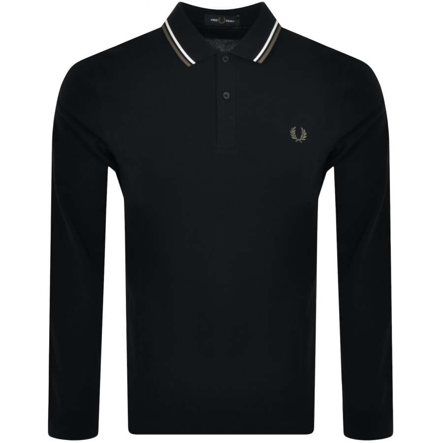 トップス Fred Perry Long Sleeve Ribbed Polo Shirt Fred Perry Long Sleeved Polo T Shirt Black | Mainline Menswear us